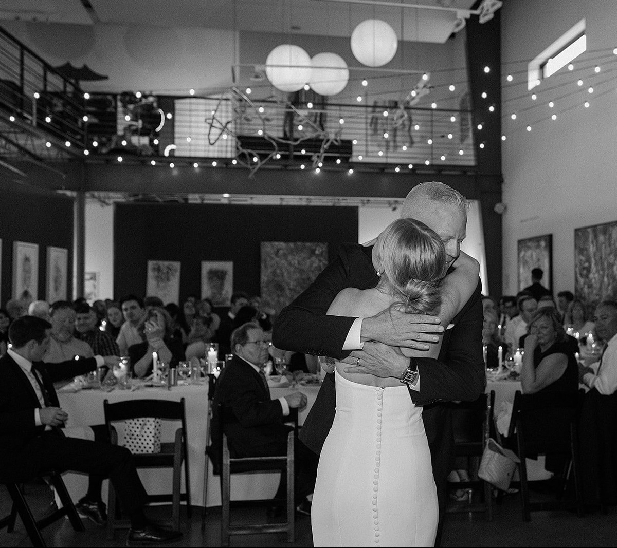 A parent dance at Haley and Colin’s Space Gallery wedding in Denver