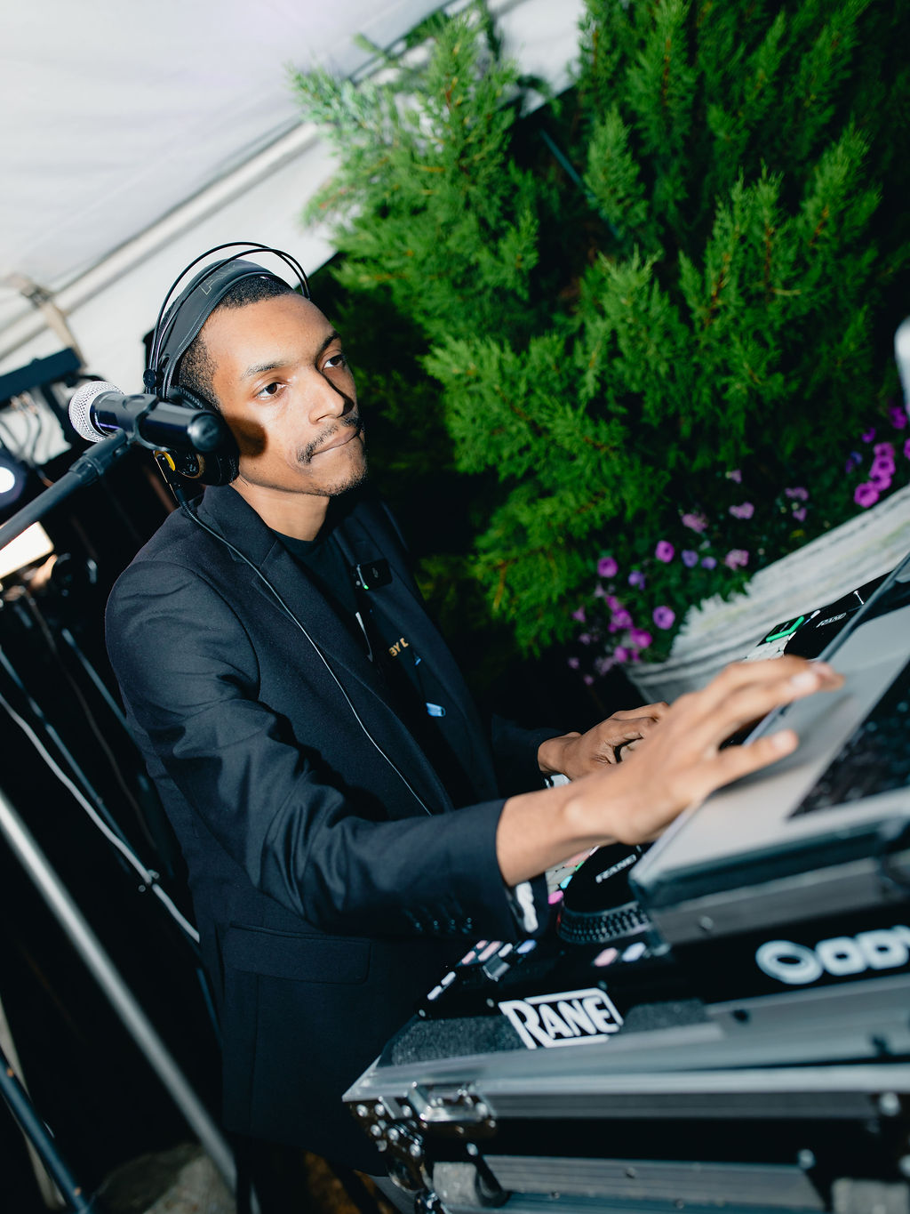 Jerry mixing music at Page and Davis’s reception